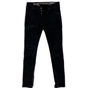 Darc Sport Men's Vicious Skinny Distressed Ripped Denim Jeans With Ankle Zip